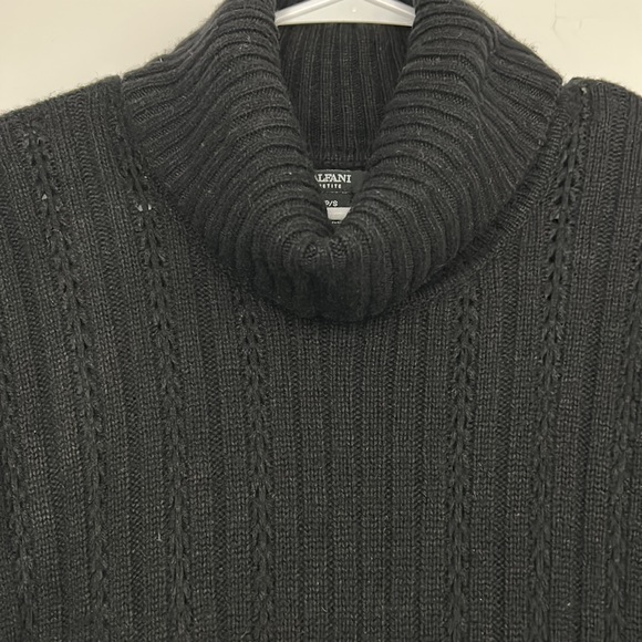 Alfani Black Knit Cowlneck Sweater Womens Sz P/S Wool Blend Short Sleeve - Picture 3 of 6